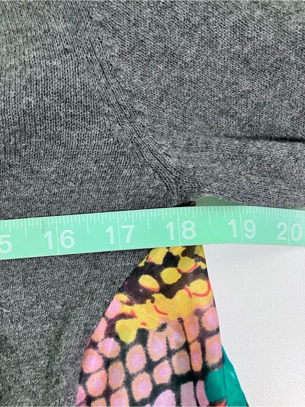 Sundance Grey Cardigan with Colorful Silk Back Size Large
